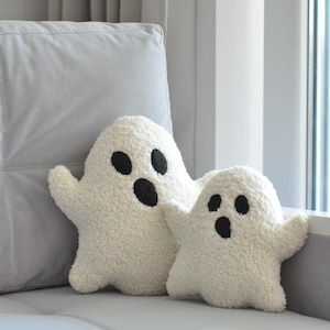 Boucle Ghost Pillow - Halloween Decor | Ghost Toy | Plush Ghost Cushion | Sherpa Ghost Pillow | Funny, Spooky, Cozy Halloween Fall Pillows |