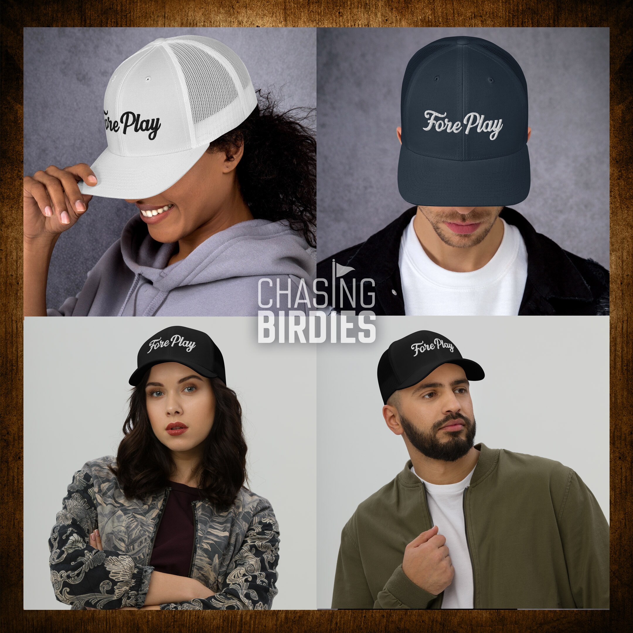 Fore Play Mesh Back Snapback Golf Hat 