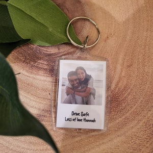 Personalised Photo Keyring, Custom Message, Keychain Boyfriend Girlfriend Valentines Music Love Birthday Wedding Christmas