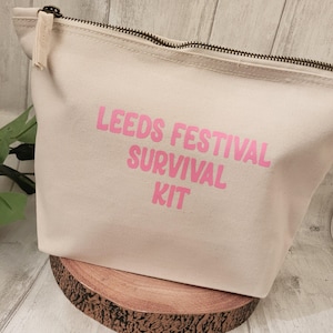 Personalized Festival Survival Kit Bag: Cream or Black Zip Bag