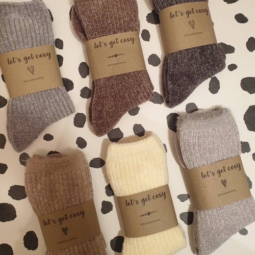 Ladies slipper socks bed sock coZee fluffy comfy winter 6 Pair Pack 