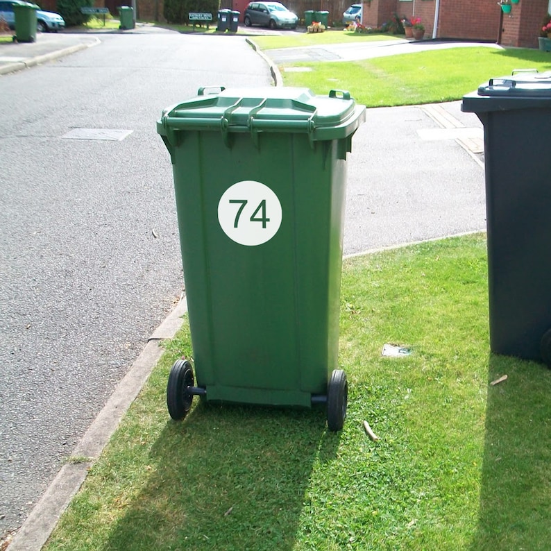 Maßgeschneiderte Wheelie Bin Zahlen rund Bild 1