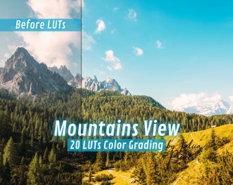 20 LUT de gradación de color VISTA DE MONTAÑAS Ajustes preestablecidos LUT, LUT de edición de películas de montaña forestal, LUT de filtros de video Final Cut Pro Premiere Pro