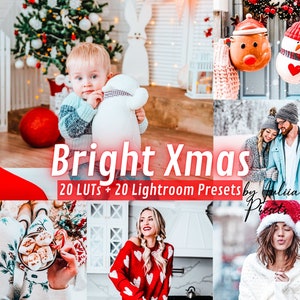 CHRISTMAS Lightroom Presets & LUTs Bright Xmas Premiere Pro Presets Photoshop Filter Winter Video LUTs Affinity Photo Film LUT Video Editing
