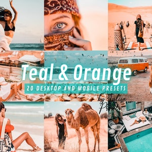 20 Bright Lightroom Presets for SUMMER TEAL and ORANGE, Summer Presets Lightroom Mobile & Desktop, Bright Travel Preset and Vacation Presets