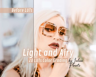 20 Cinematic Video LUTs Collection - Light & Airy Look Up Table Pack for Adobe Premiere, FCPX, DaVinci Resolve, Adobe, Blackmagic Presets