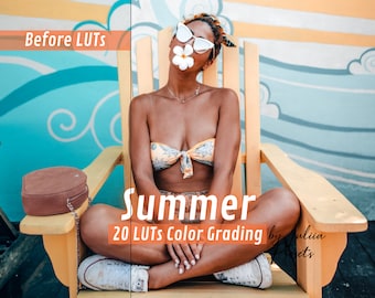 20 LUT de verano para Premiere, LUT de Affinity para viajes para edición de vídeo, Paquete de LUT de cine de verano para Davinci Resolve, Ajustes preestablecidos de vídeo de Final Cut Pro