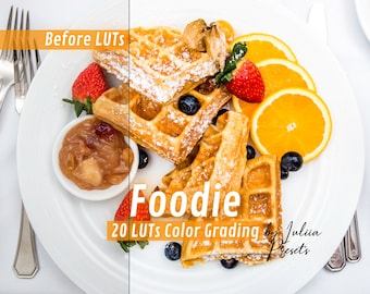 20 gotowych LUT-ów wideo FOODIE, LUT-y żywności do gradacji kolorów, LUT-y Premiere Pro do wideo, LUT-y do edycji wideo Final Cut Pro, LUT-y Tasty After Effect