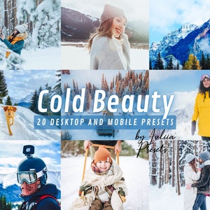 20 Lightroom Presets Winter COLD BEAUTY, Winter Outdoor Mobile Presets Lightroom, Snow iPhone Presets, Winter Landscape Desktop Presets