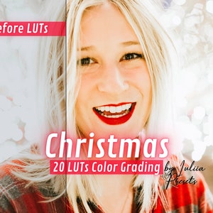 20 Christmas Video LUTs Pack - Color Grading for Holiday Films, Bright Cinematic Video Filters for Premiere & Final Cut Pro