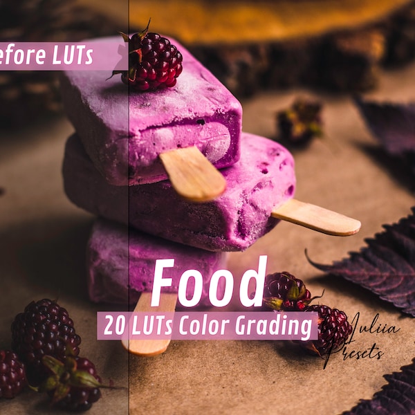 20 Product Presets FOOD LUTs Video Editing, Food Video LUTs Final Cut Pro, Premiere Pro Food Blogger LUTs Preset, Affinity Photoshop Presets