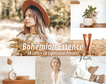 LUTs y ajustes preestablecidos de Lightroom Boho, LUTs de Premiere Pro Boho, LUTs cinematográficas de Final Cut Pro de Davinci Resolve, LUTs de vídeo y gradación de color