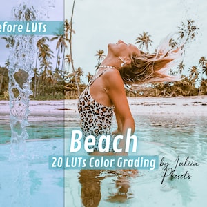 20 BEACH LUTs Premiere, Final Cut Pro LUTs Video Presets, Film LUT Pack and Summer Affinity LUTs, Travel Video Filters for Video Editing