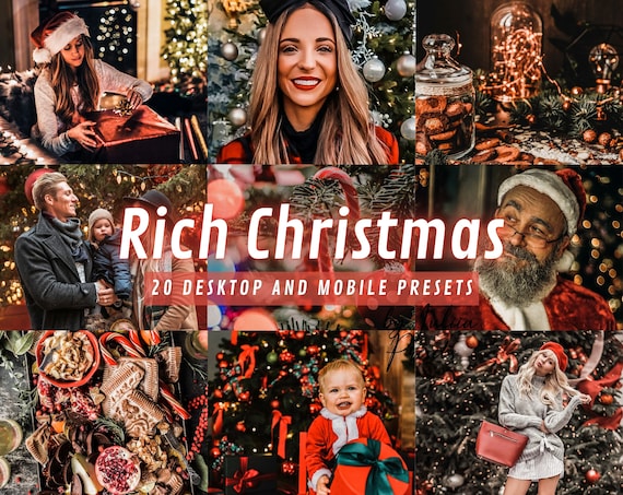 20 RICH CHRISTMAS Lightroom Presets Mobile & Desktop, Instagram Christmas Rich Photo Presets Xmas Warm Winter Moody Preset for Holidays