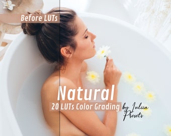 20 NATURAL LUTs Premiere, Neutral Film LUT Video Presets, Clean Affinity LUTs for Final Cut Pro, LUTs Video Filters for Davinci Resolve