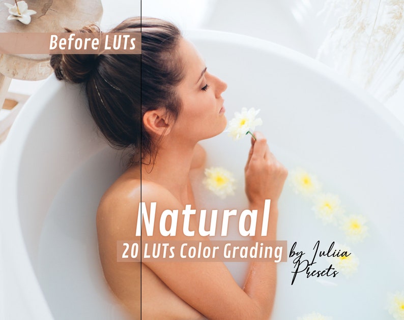 20 NATURAL LUTs Premiere, Neutral Film LUT Video Presets, Clean Affinity LUTs for Final Cut Pro, LUTs Video Filters for Davinci Resolve, Image 1