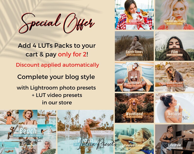 20 BEACH LUTs Premiere, Final Cut Pro LUTs Video Presets, Film LUT Pack and Summer Affinity LUTs, Travel Video Filters for Video Editing