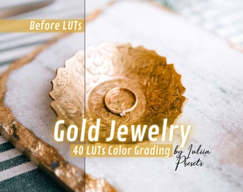 40 ZŁOTYCH BIŻUTERII Wideo Presets LUTs, Premiere Pro LUTs Cinematic, Color Grading Video Editing LUTs Pack, Final Cut Pro LUTs for Video Product