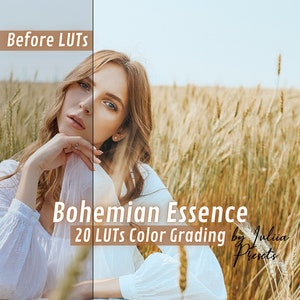 20 Bohemian Essence LUTs for Boho Style Video Editing, Premiere & Final Cut Pro X Warm Color Grading Package DaVinci Resolve, Filmora, FCPX