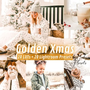 Christmas Presets Lightroom & LUTs for Video Golden Xmas, Final Cut Pro Video LUTs, Holiday Premiere LUTs, Photoshop Affinity Photo Presets
