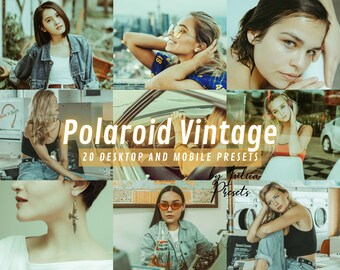 20 POLAROID VINTAGE Lightroom Mobile Presets & Desktop, Instagram Vintage Presets Retro Film Photo Presets Warm Polaroid Cinematic Presets