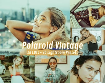 Ajustes preestablecidos de película Lightroom y paquete de LUT de video retro POLAROID VINTAGE, LUT de Premiere para edición de video Final Cut Pro, ajustes preestablecidos cinematográficos Photoshop