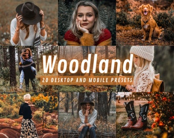 20 WOODLAND Mobile Lightroom Presets Desktop, Wood Moody Forest Photo Presets Warm Woodland Presets Instagram Landscape LR Mobile Presets