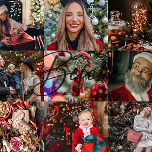 Puede incluir: Un collage de im&aacute;genes con decoraciones navide&ntilde;as, retratos familiares y comida festiva. Las im&aacute;genes incluyen un &aacute;rbol de Navidad decorado, una familia de tres, un Pap&aacute; Noel, una tabla de charcuter&iacute;a navide&ntilde;a y un ni&ntilde;o peque&ntilde;o sosteniendo un regalo.