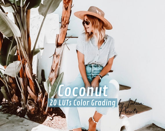 20 Summer LUTs COCONUT, Adobe Premiere Pro LUTs Pack, Video Editing Cinematic Luts Final Cut Pro, Summer Video Presets for DaVinci Resolve