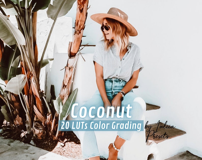 20 Summer LUTs COCONUT, Adobe Premiere Pro LUTs Pack, Video Editing Cinematic Luts Final Cut Pro, Summer Video Presets for DaVinci Resolve, Image 1