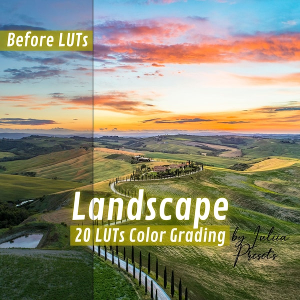 Pack de 20 LUT LANDSCAPE pour Final Cut Pro, Affinity LUT Premiere, préréglages vidéo pour les LUT Premiere Pro, montage vidéo et cinématique de LUT de film