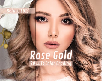 16 Elegant Rose Gold LUTs for Video Editing - Look Up Table Bundle for Adobe Premiere, Final Cut Pro, Filmora, Girly LUTs Pack for Video