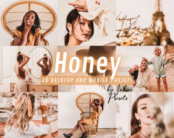 20 HONEY Lightroom Presets Mobile & Desktop, Boho Blogger Presets, Lightroom Warm Toned Presets, Creamy Lifestyle Presets Warm Photo Presets