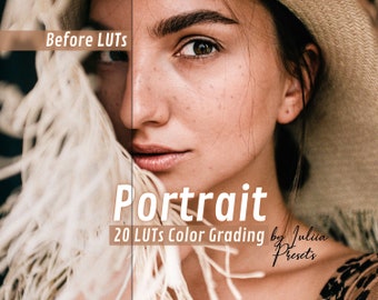 20 PORTRAIT Video LUTs & Premiere Pro Presets, Photoshop Presets and Skin Video Filters, Affinity LUTs Pack Video Editing for Final Cut Pro