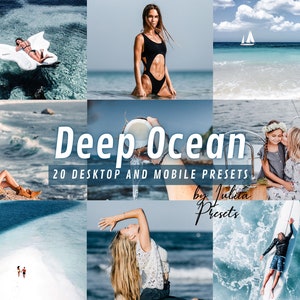 20 Beach Lightroom Mobile Presets Desktop DEEP OCEAN, Summer Presets, Travel Blogger Presets, Deep Blue Vacation Presets, Underwater Presets