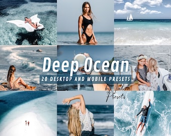 20 Beach Lightroom Mobile Presets Desktop DEEP OCEAN, Summer Presets, Travel Blogger Presets, Deep Blue Vacation Presets, Underwater Presets