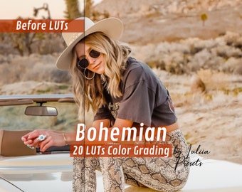20 BOHEMIAN Video LUTs, Film LUT for Video Editing, Video Presets Boho LUTs and Wedding LUTs Pack, Bohemian LUTs & Warm LUTs Video Filters