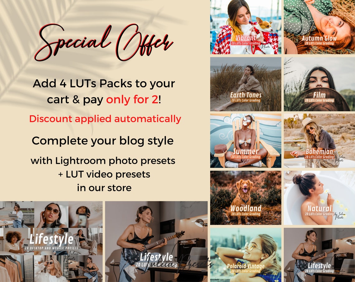 Lifestyle Presets Lightroom Mobile & Luts Video Presets Cube Etsy
