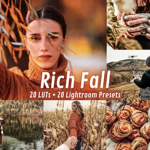 Rich Fall LUTs, Warm Autumn Video Editing LUT Pack for Cinematic Color Grading, Presets for Lightroom, Premiere, Final Cut, DaVinci Resolve