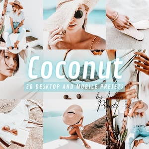 20 Summer Presets Lightroom Mobile COCONUT, Beach Lightroom Presets Desktop, Ocean Lightroom Mobile Presets Aesthetic Travel Blogger Presets