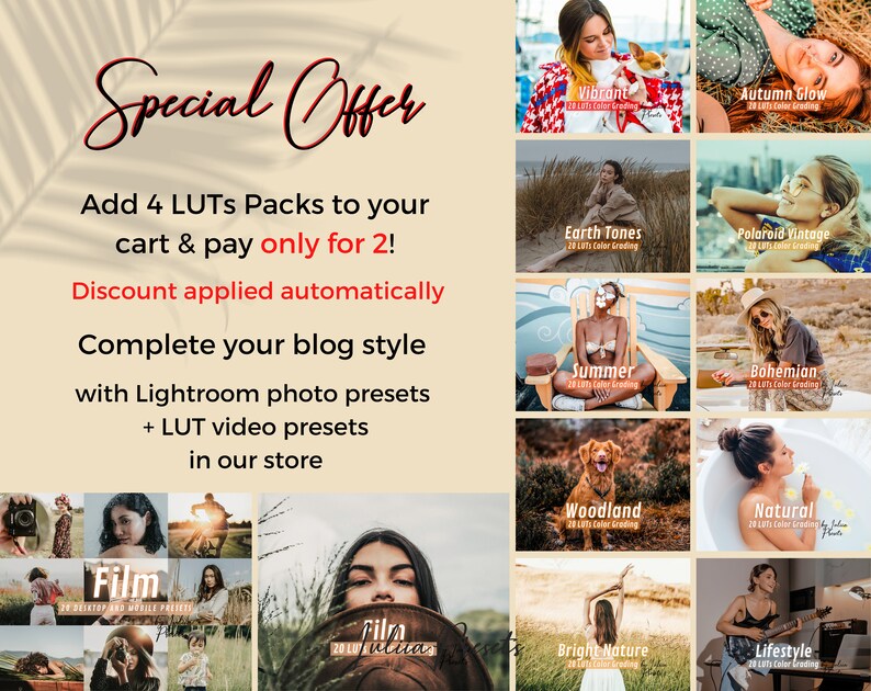 Film LUTs & Presets, Cinematic Vintage LUTs for Creative Video Editing, Add Retro Vibes with Lightroom, CapCut, Premiere, Final Cut Pro apps, Image 4