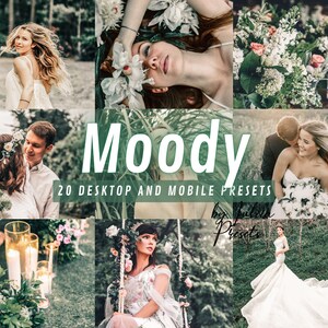 20 MOODY Mobile Lightroom Presets Desktop, Moody Wedding Preset, Dark Green Presets, Romantic Photo Presets for Bride, Influencer Presets