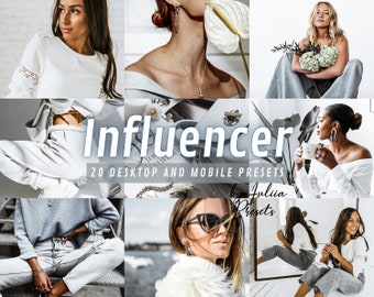 20 INFLUENCER Mobile Lightroom Presets Desktop, Gray Minimal Presets, Instagram Urban Presets for Blogger, Clean Lifestyle Presets Lightroom