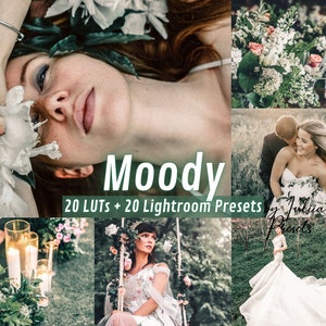 Wedding Mobile Lightroom Presets & Film Video LUTs MOODY, Dark Green Photoshop Preset Color Grading, Photo Video Editing Cinematic LUTs Pack