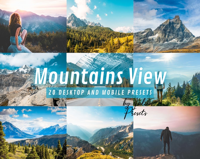 20 Mobile Lightroom Presets Desktop MOUNTAINS VIEW, Bright Nature Preset Best Outdoor Landscape Presets Insta Travel Photo LR Mobile Presets image 1