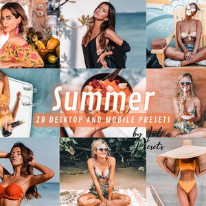 20 SUMMER Lightroom Mobile Presets Desktop, Instagram Summer Presets, Ocean and Beach Presets, Travel Preset for Blogger, Vacation Presets