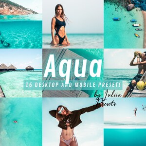 16 Mobile Lightroom Presets Desktop AQUA, Blue Photo Aqua Beach Outdoor Presets Ocean Summer Preset Best Travel Instagram Lr Mobile Presets
