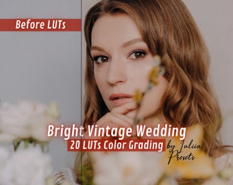 20 BRIGHT VINTAGE WEDDING Video LUTs for Premiere Pro, Vintage Affinity Photo Wedding Presets Photoshop Final Cut Pro Wedding LUTs for Video