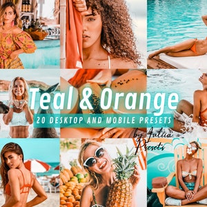 20 Bright TEAL and ORANGE Lightroom Presets for SUMMER, Summer Presets Lightroom Mobile & Desktop, Bright Travel Preset and Vacation Presets