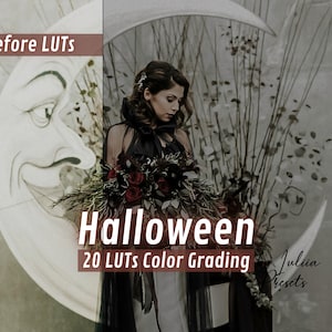 20 Spooky Halloween LUT Pack, Dark Film Presets for Video Editing, Final Cut, Davinci Resolve, Cinematic Color Grading for Premiere